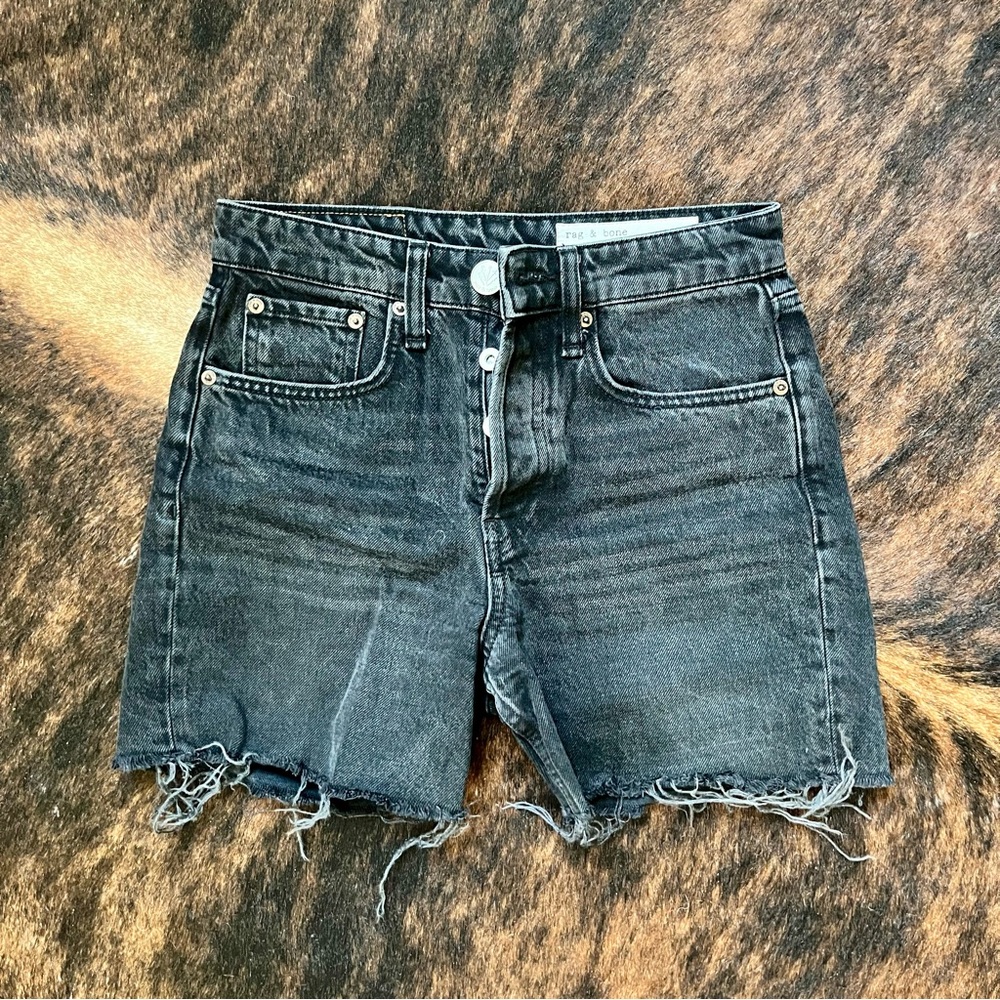 • Rag & Bone charcoal denim cut off shorts